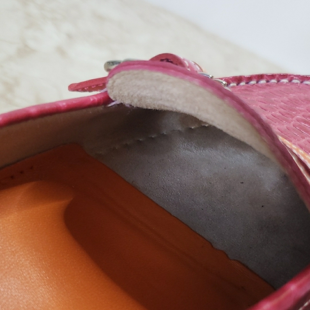 Cole Haan Pink & Orange Croc-Embossed Leather Loafers - Picture 7 of 7